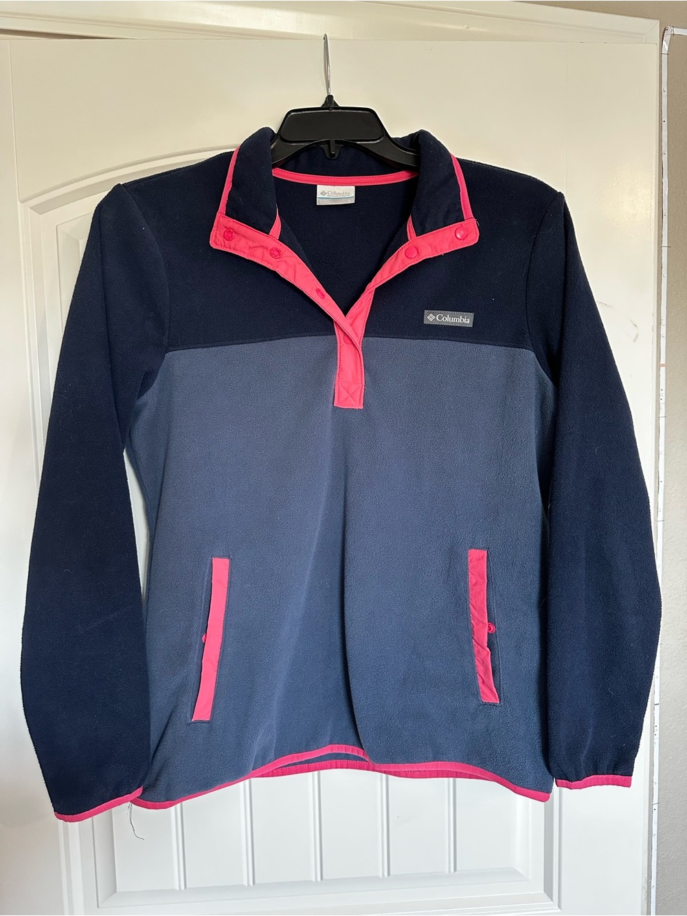Columbia Navy and Pink Girls Snap Fleece Pullover
